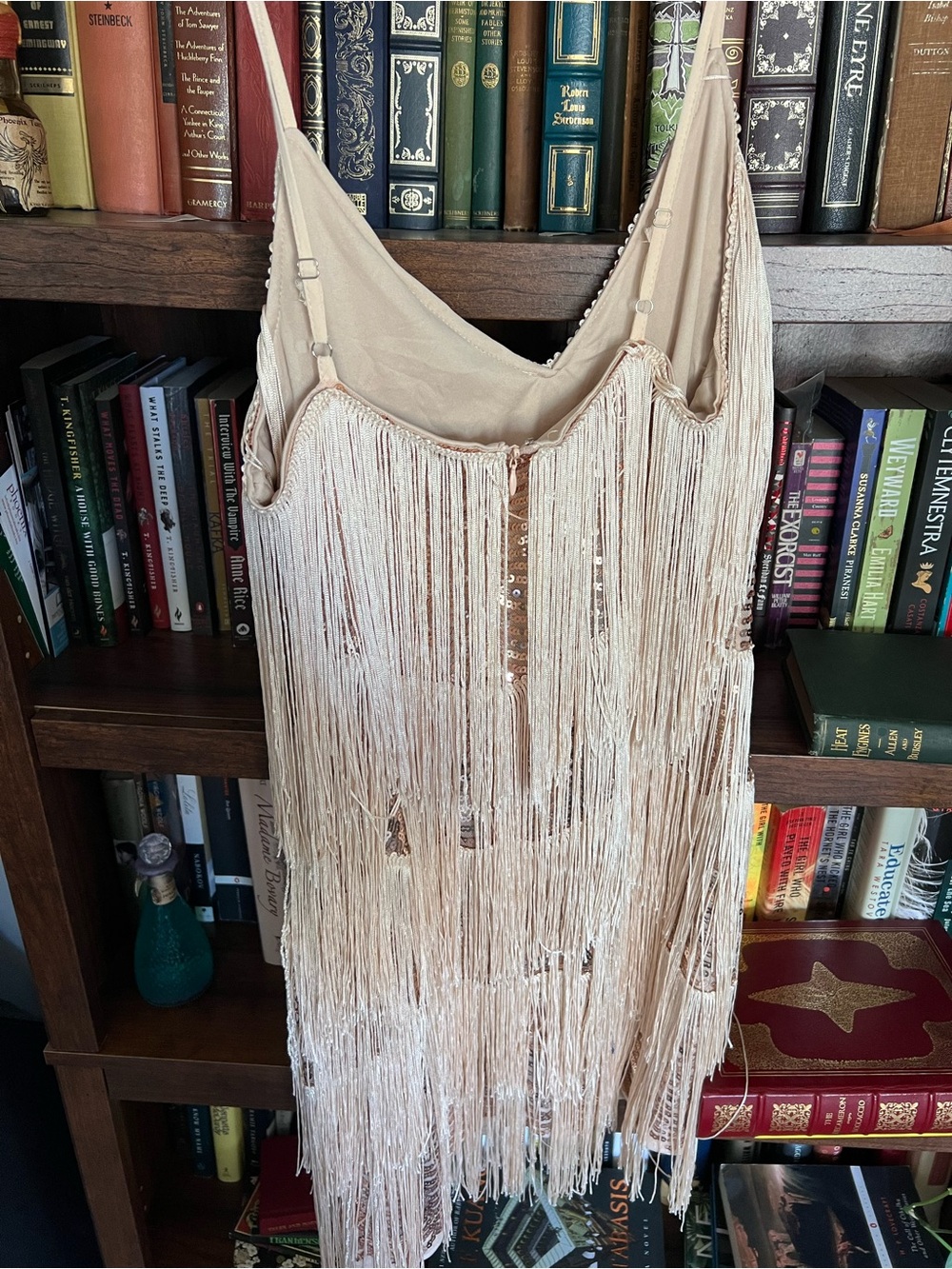 Gold Fringe Sequin Mini Dress - Picture 4 of 5